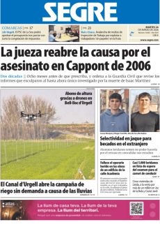 ABONO DE ALTURA GRACIAS A DRONES EN BELL-LLOC D’URGELL EL CANAL D’URGELL ABRE LA CAMPAÑA DE RIEGO SIN DEMANDA A CAUSA DE LAS LLUVIAS